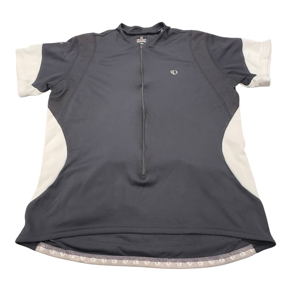 IQ Pearl Izumi Cycling Jersey Mens XLarge Black Gray Full Zip Up Back Zip Pocket
